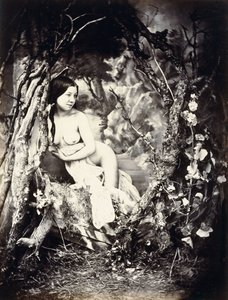Una donna semi-nuda tra gli alberi, c.1850s-1860s