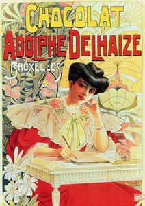 Poster pubblicitario del cioccolato Adolphe Delhaize, c.1900
