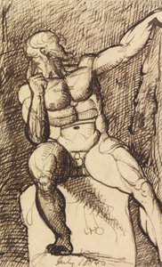 Studio di un nudo maschile seduto