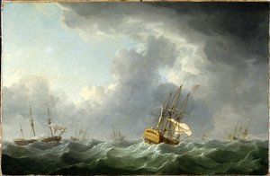 Navi inglesi in fuga davanti a una tempesta