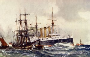 HMS Kent che passa la nave faro South Sand
