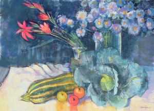 Natura morta con frutta e fiori