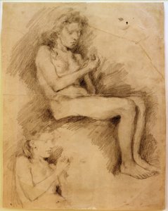 Studi di nudo di una ragazza seduta