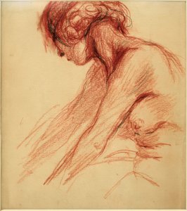 Nudo femminile seduto con testa girata