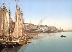 Vista di Havnegade, Copenaghen, pub. 1900