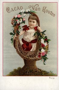 Ragazza con bouquet floreale, pubblicità del cioccolato