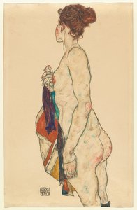 Nudo in piedi con abito a motivi. 1917