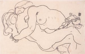 Due nudi femminili abbracciati, 1918