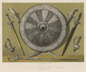 Scudo e spade intarsiate