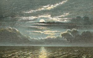 Mare di notte con luna piena