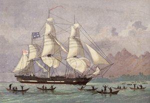 La nave missionaria Duff arriva a Otaheite