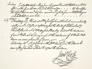 La calligrafia di James Cook, luglio 1771