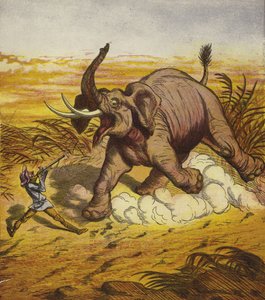 Jim Bold che caccia un elefante