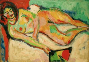Nudo sdraiato con ventaglio