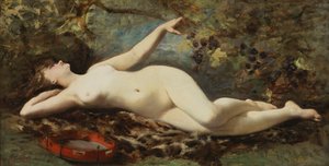 Nudo reclinato con tamburello