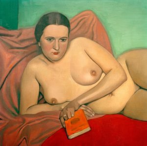 Donna nuda con un libro