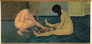 Donne nude che giocano a dama