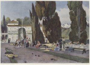 Soldati che giocano a bocce durante la campagna italiana