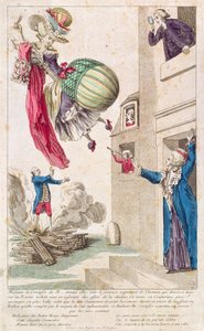 Cartone animato che ridicolizza la moda e il volo in mongolfiera, c.1783-4