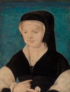 Testa di una donna su sfondo blu