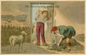 Carta commerciale Maison Fontaine, tosatura delle pecore