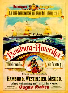 Poster pubblicitario della Hamburg American Line, 1883