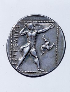 Moneta raffigurante un fiondatore (argento)