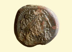 Moneta ellenistica con la testa di Zeus