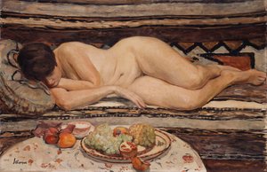 Nudo con una Ciotola di Frutta