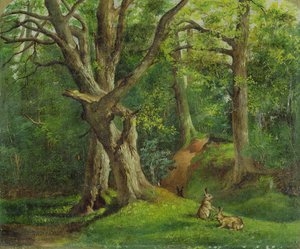 Scena boschiva con conigli, 1862