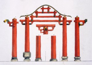 Caratteristiche architettoniche in legno cinesi, c.1820-30