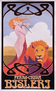 Copia di un poster del 1909 pubblicitario per Bisleri