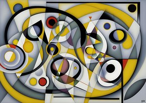 astratto: cerchi argento-giallo 3