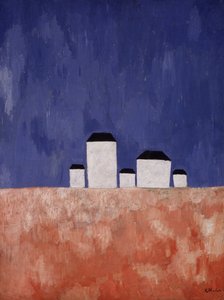 Paesaggio con cinque case