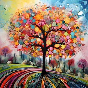 Albero nel giardino fiorito 4