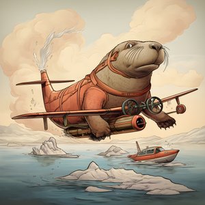 Un tricheco pilota un aereo 4