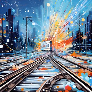 Un dipinto astratto pieno di fantasia, fotografia ferroviaria 1