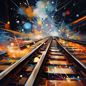 Un dipinto astratto pieno di fantasia, fotografia ferroviaria 2