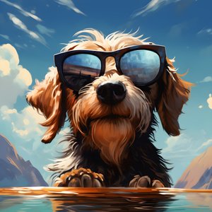 Cane, cartone animato, occhiali da sole