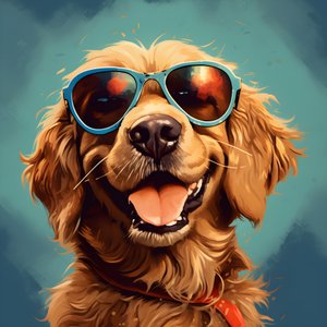 Cane, cartone animato, occhiali da sole