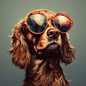Cane, cartone animato, occhiali da sole