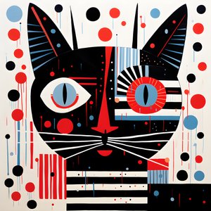Gatto a strisce nere e rosse 2