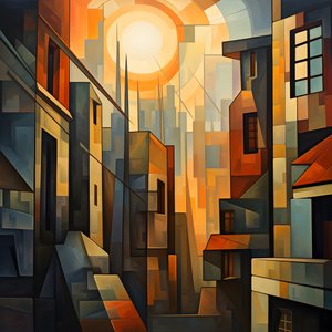 Stile cubista della pittura paesaggistica urbana 3