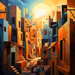 Stile cubista della pittura paesaggistica urbana 4
