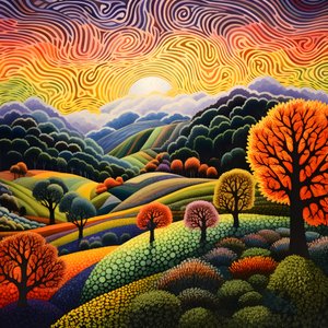Paesaggio con alberi e colline 2