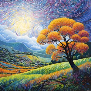 Paesaggio con alberi e colline 4