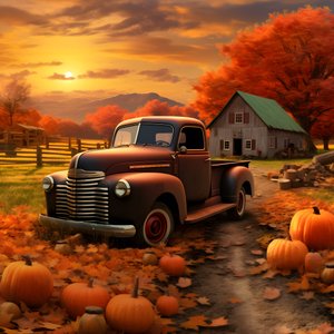 Un vecchio pickup in una sera d