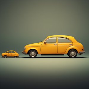 Una grande e una piccola auto 3