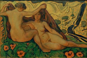 Due nudi in paesaggio italiano