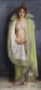 Nudo con mantello verde
